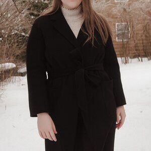 THE CURATED Black Wrap Coat - Size S 🖤